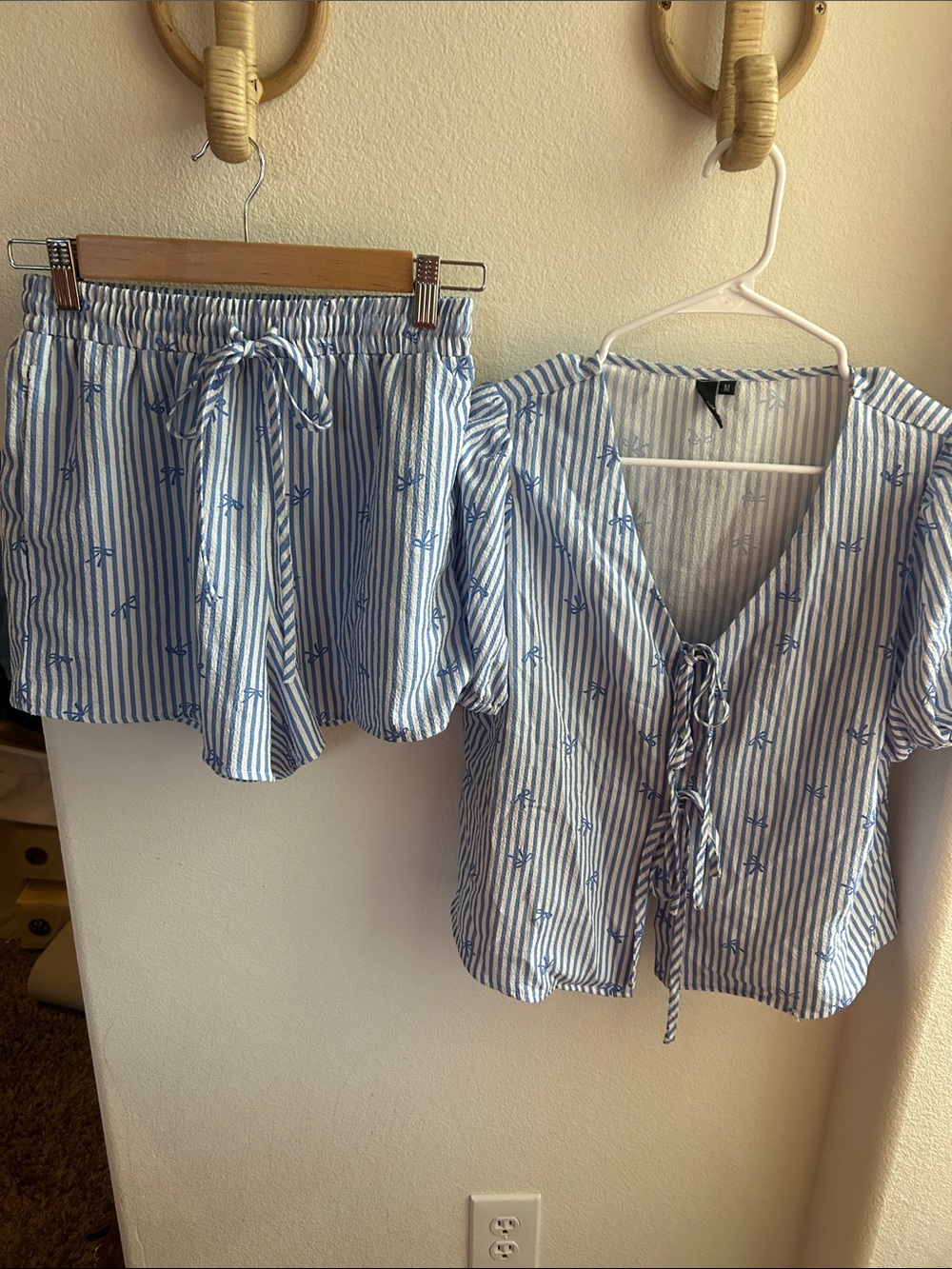 Striped Blue & White Tie-Front Set